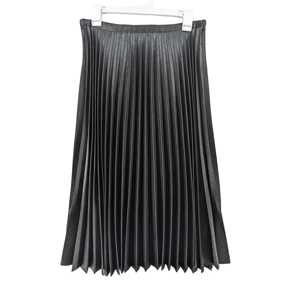 Banana Republic Pleated Skirt 6 Black Midi Side Zip Career Casual Versatile Long